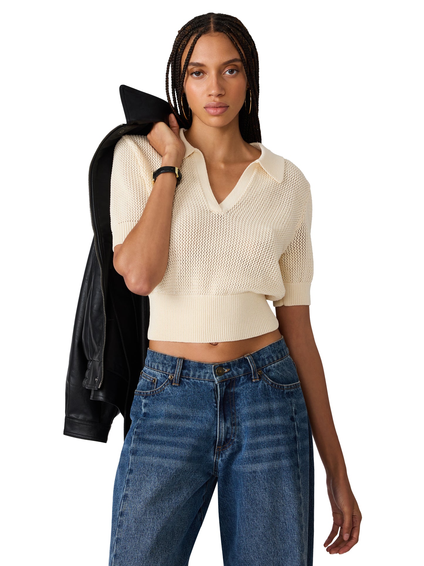 lark vneck cream knit