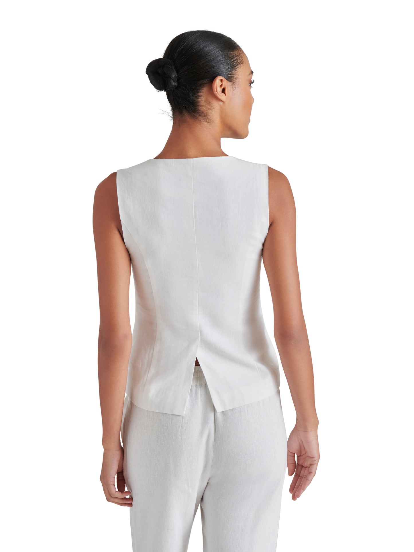wesley white linen vest top