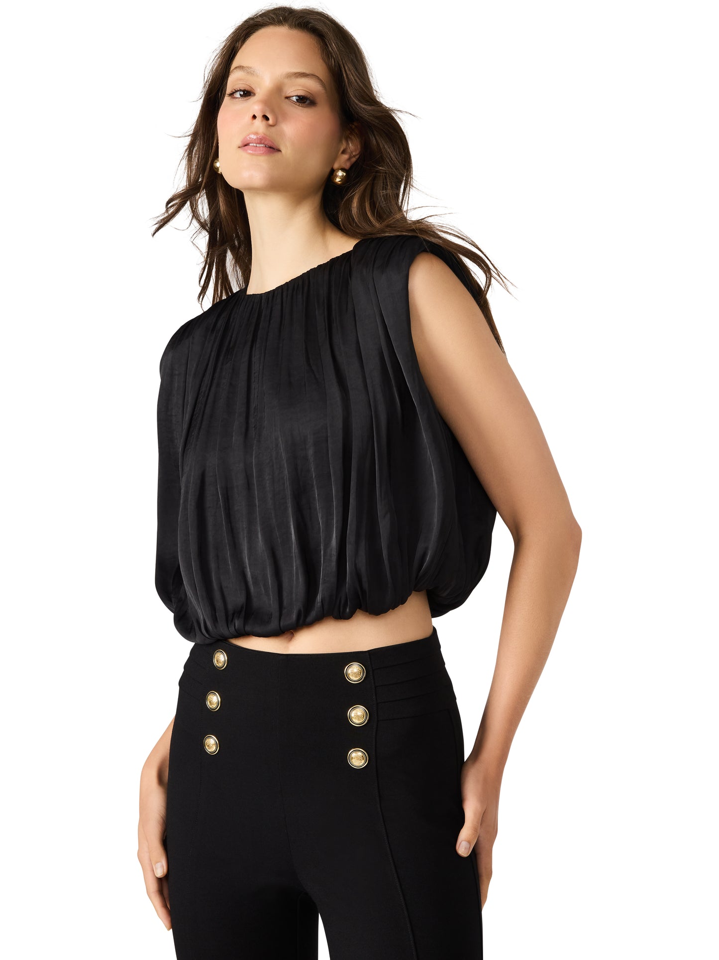 cherra top black mesh