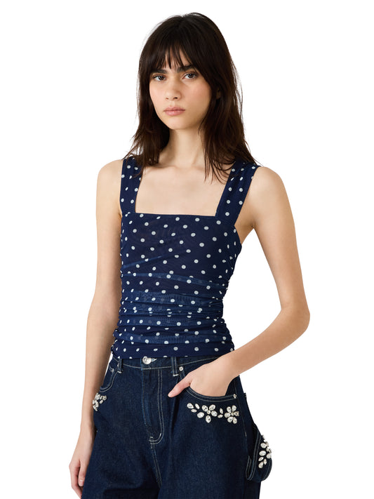 Rory Navy Polka Dot Knit Top