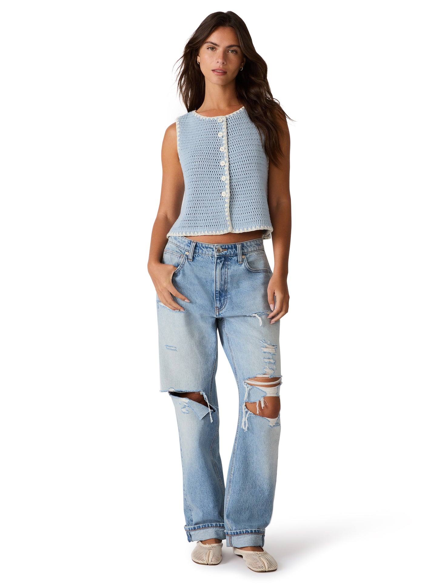 annya sweater vest blue ice