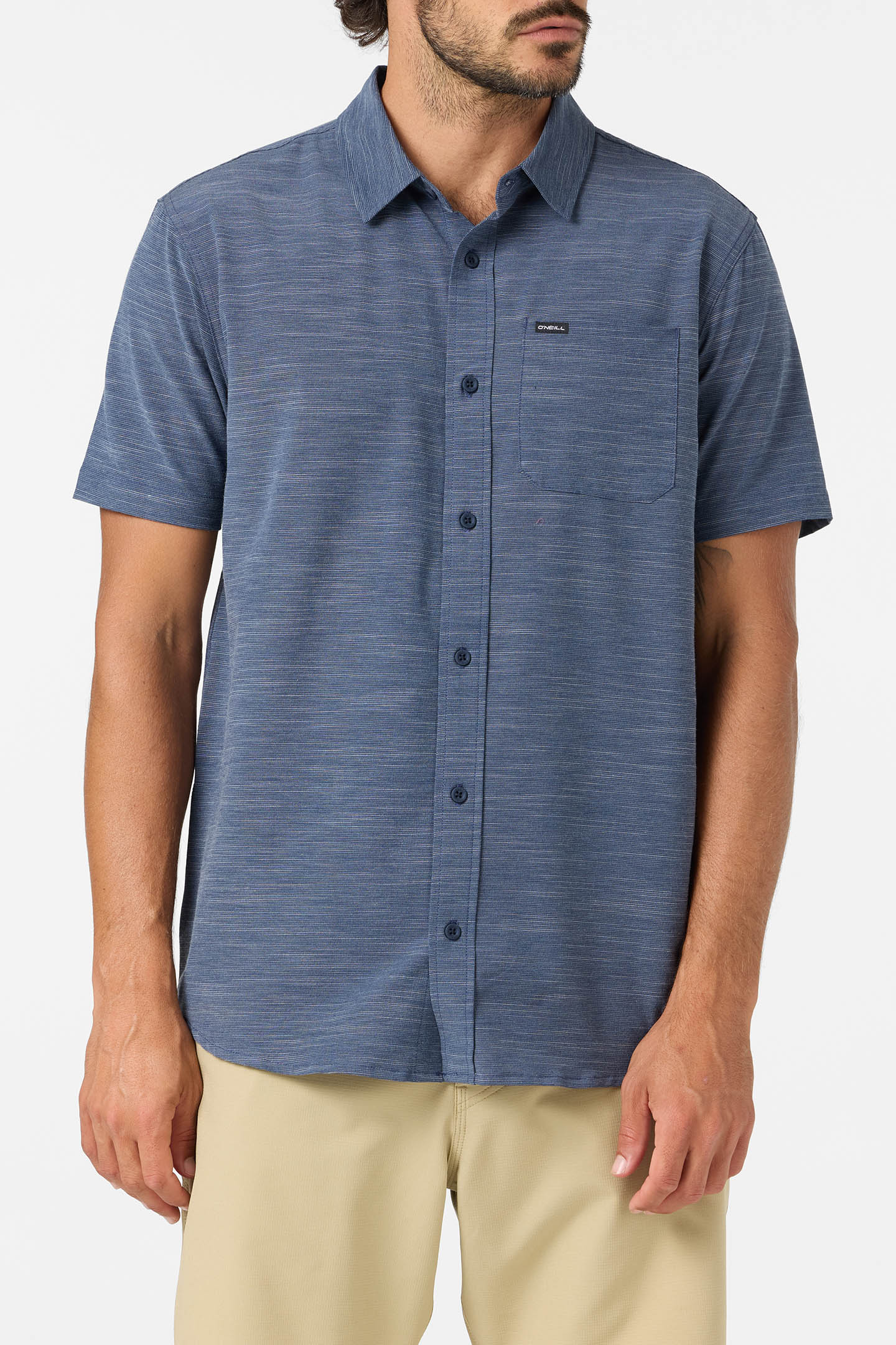 upf slub solid buttondown navy