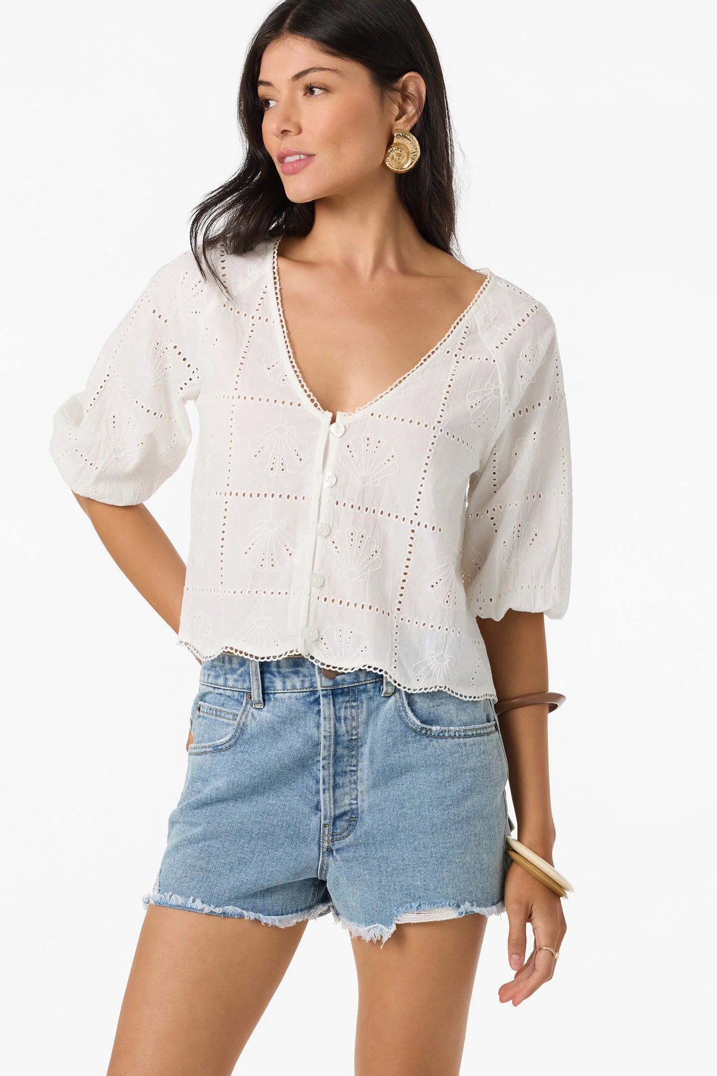 floral top white eyelette