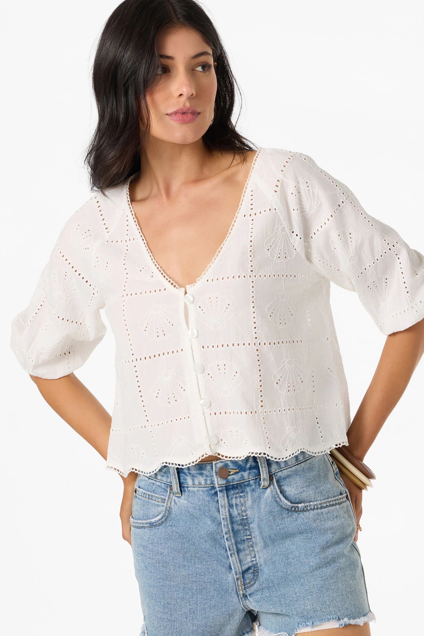 floral top white eyelette