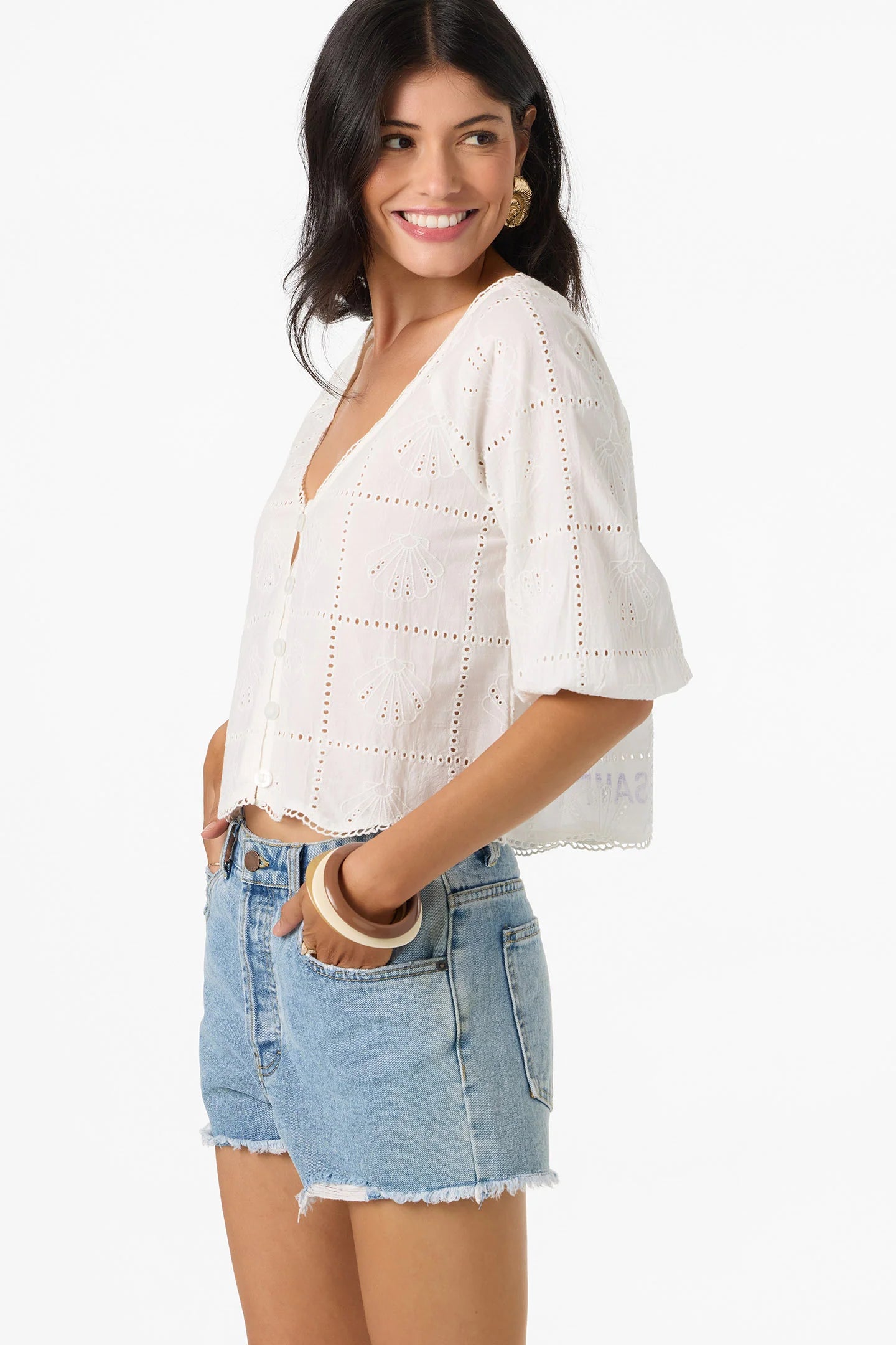 floral top white eyelette