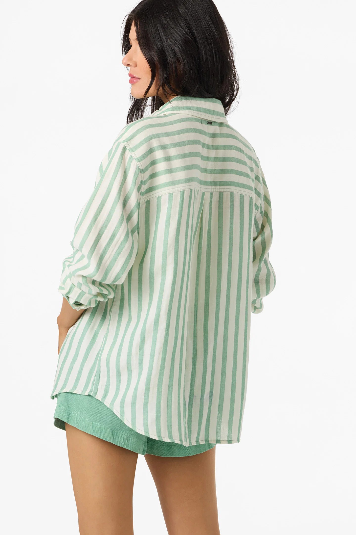leni striped shirt green