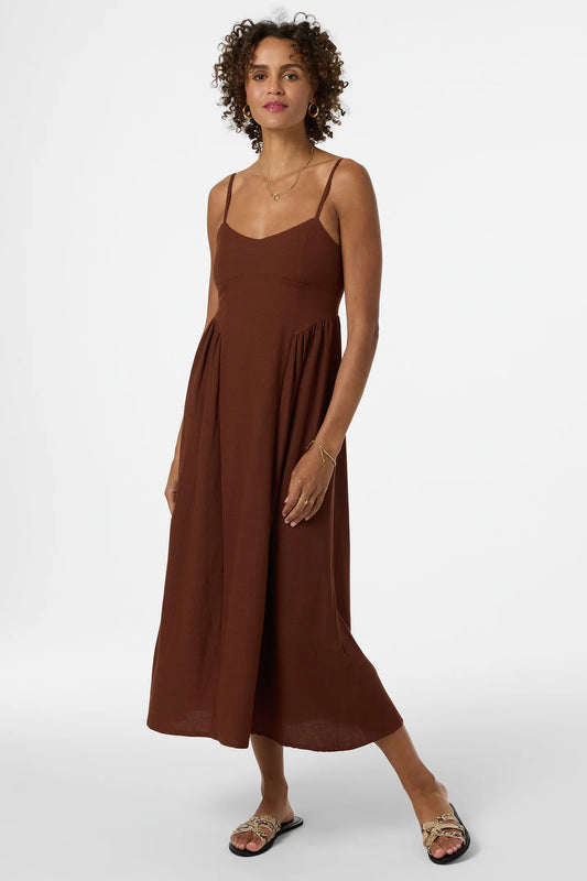linden solid dress coconut brown
