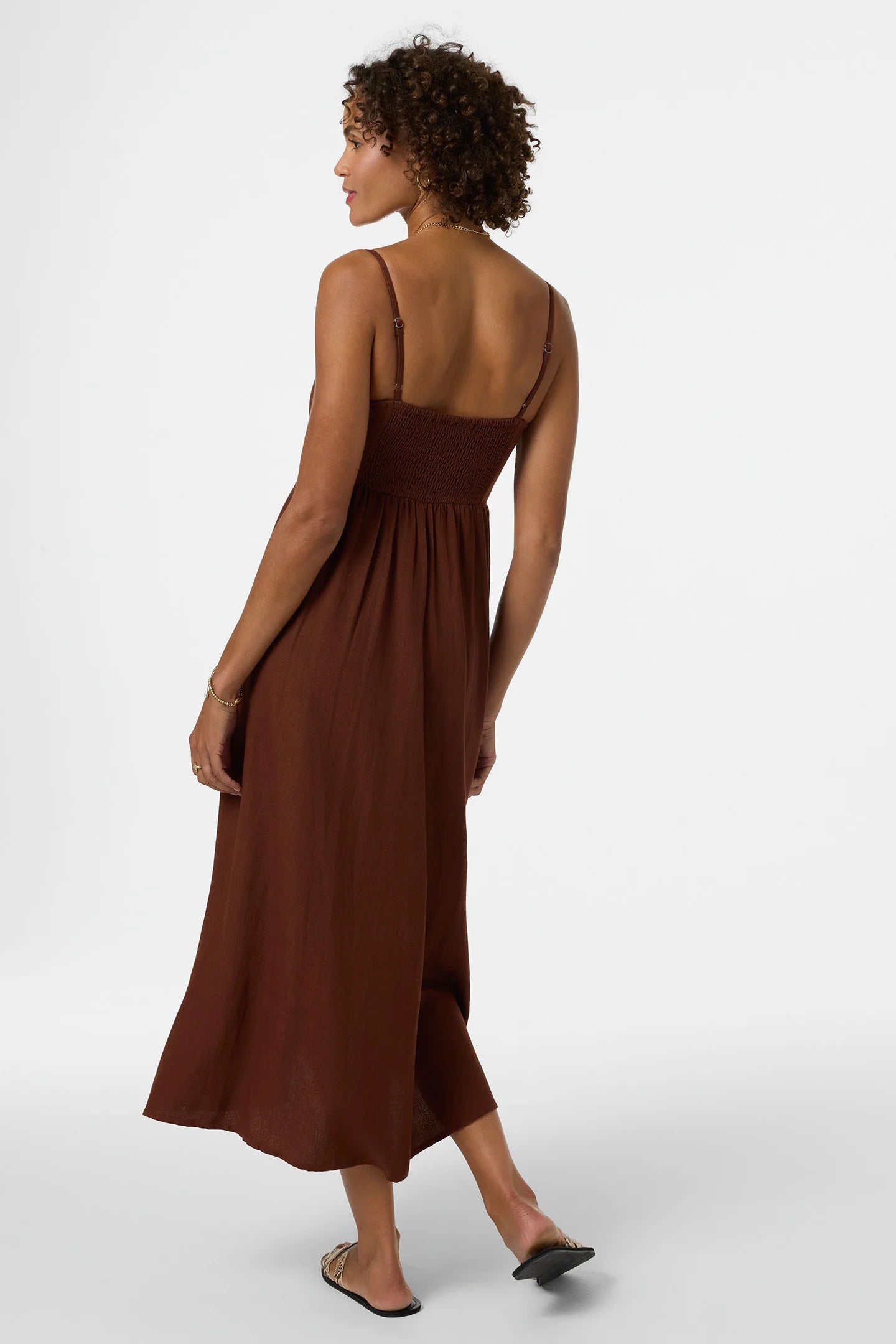 linden solid dress coconut brown