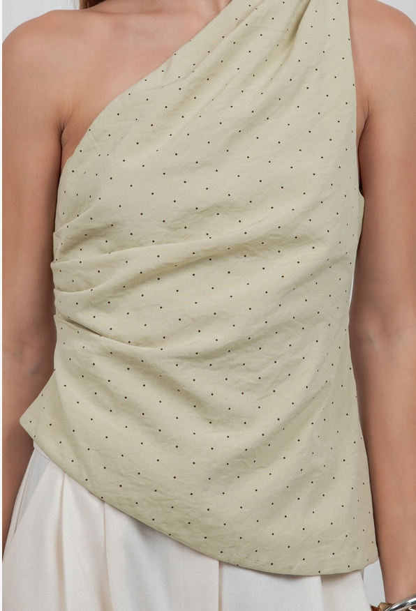 Linden sage one shoulder blouse