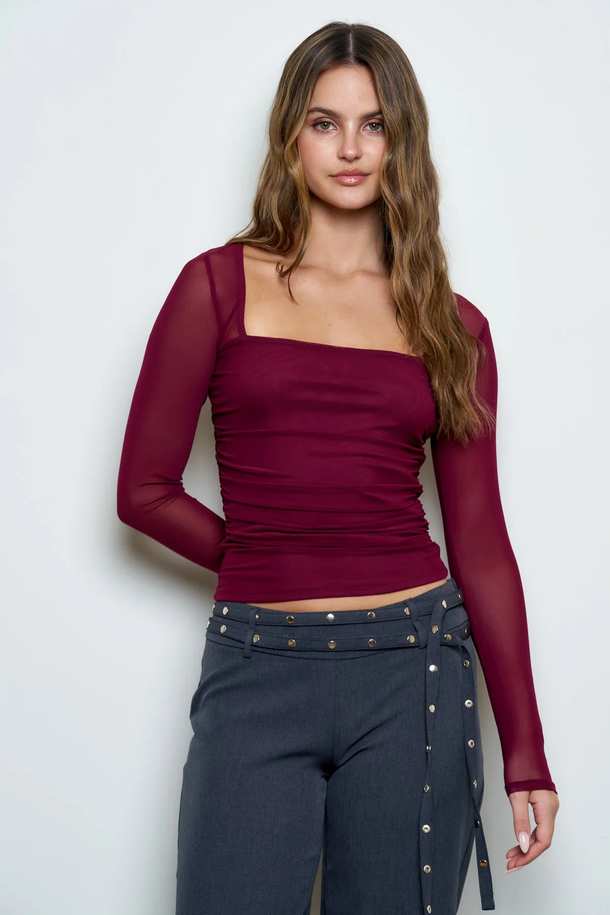 arianna wine mesh top