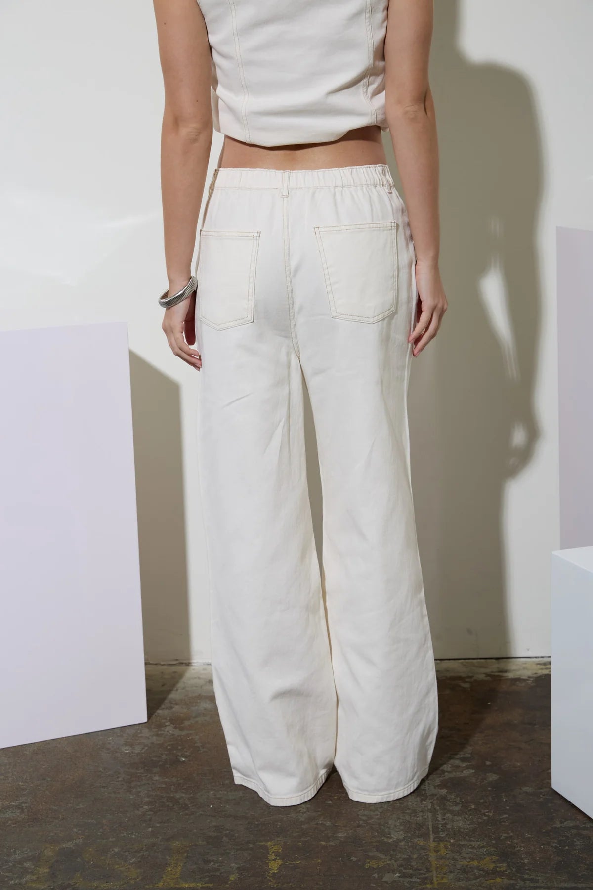 natalie white drawstring denim