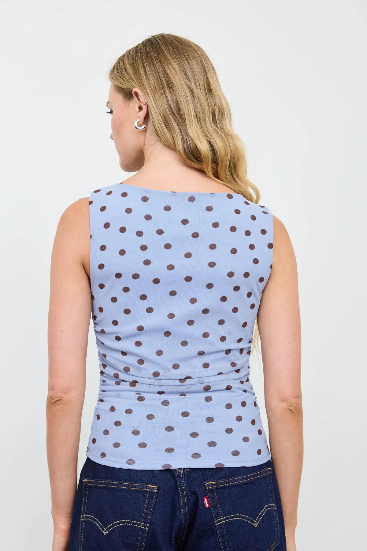 jules polka dot mesh top