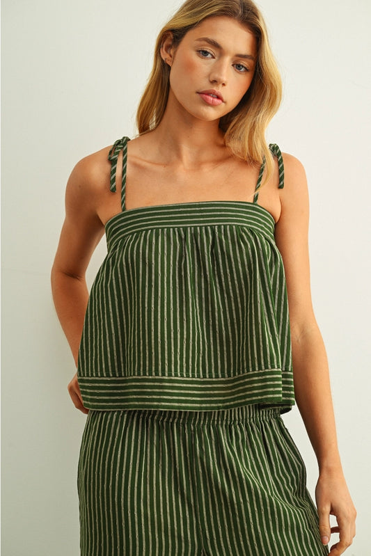 olive striped tank