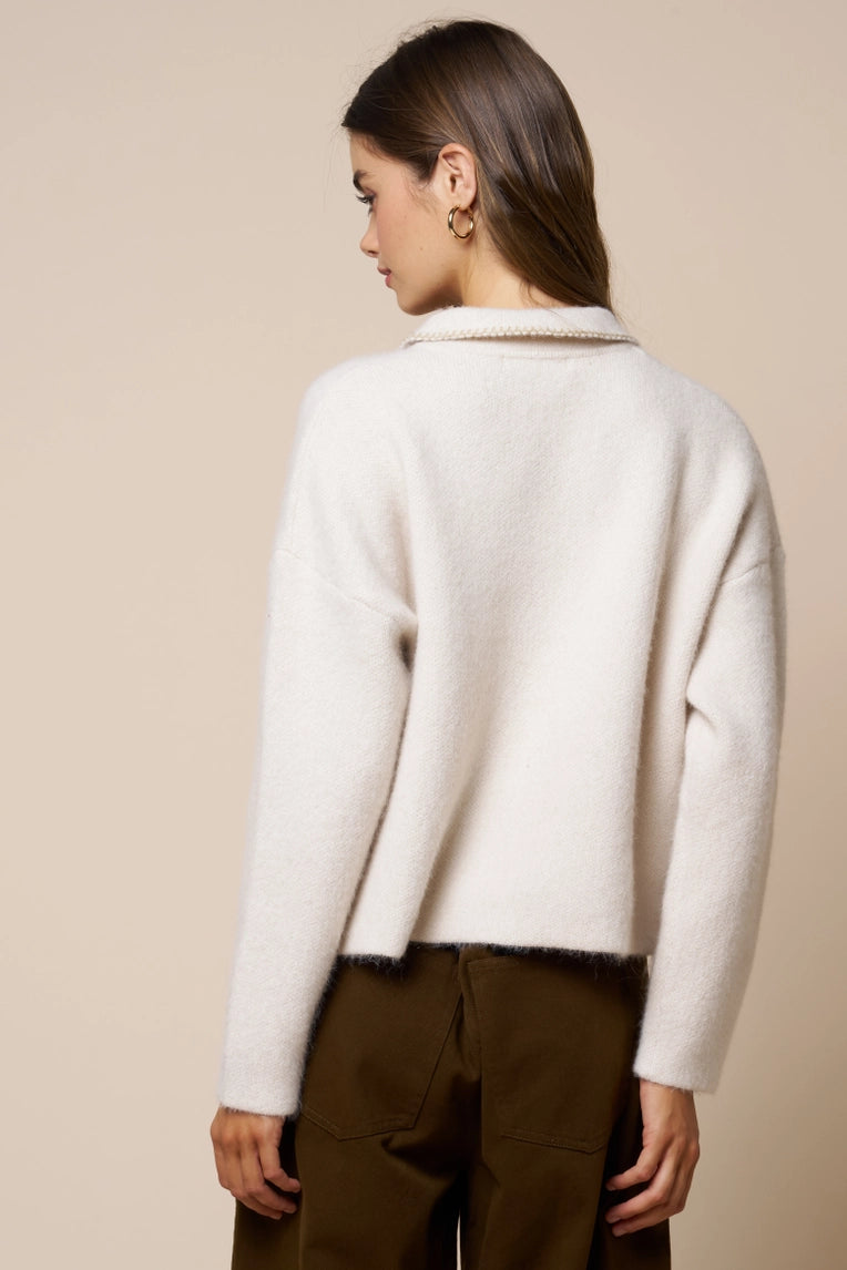 cream collared knit cardi