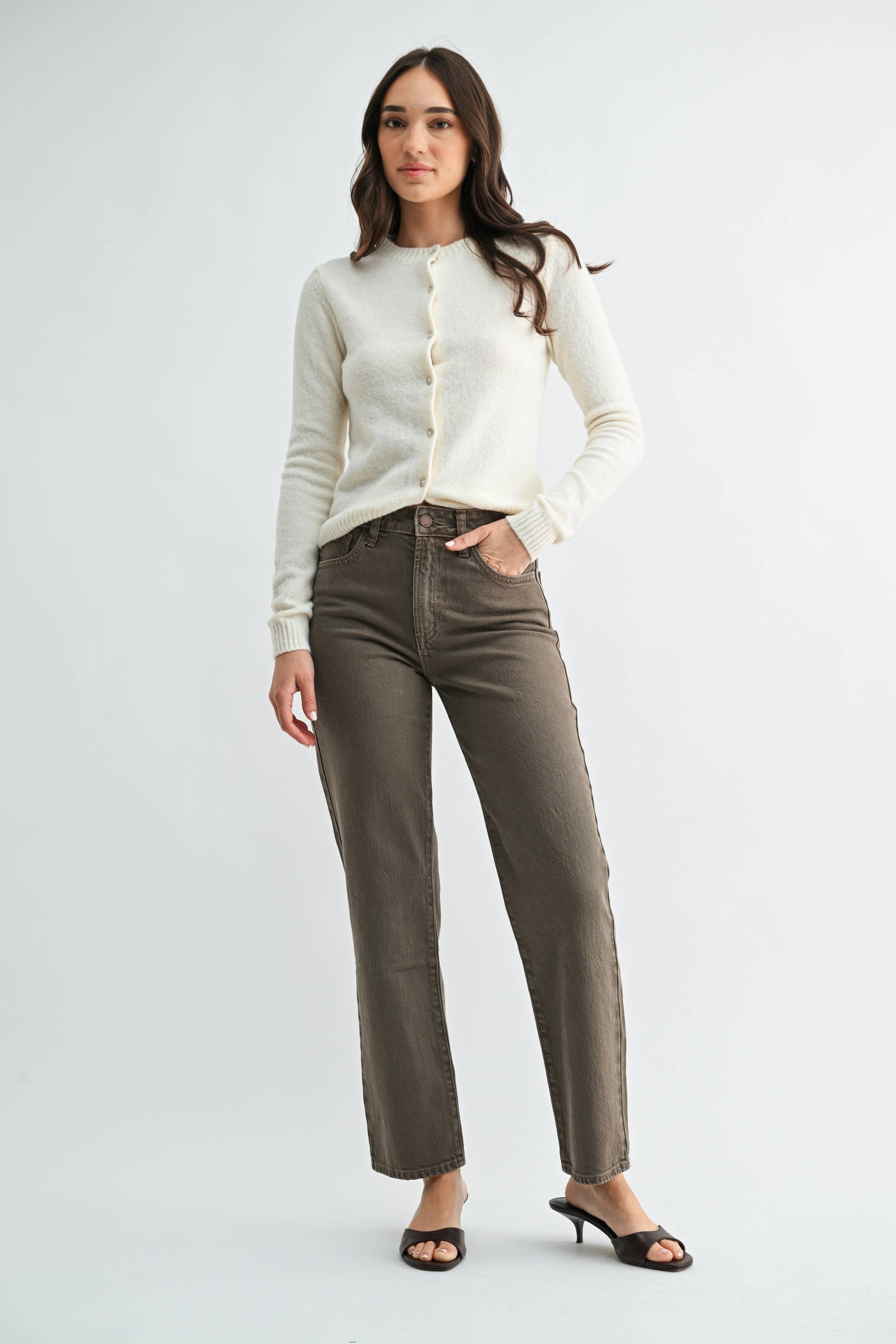 Slim Straight dad jean vintage brown