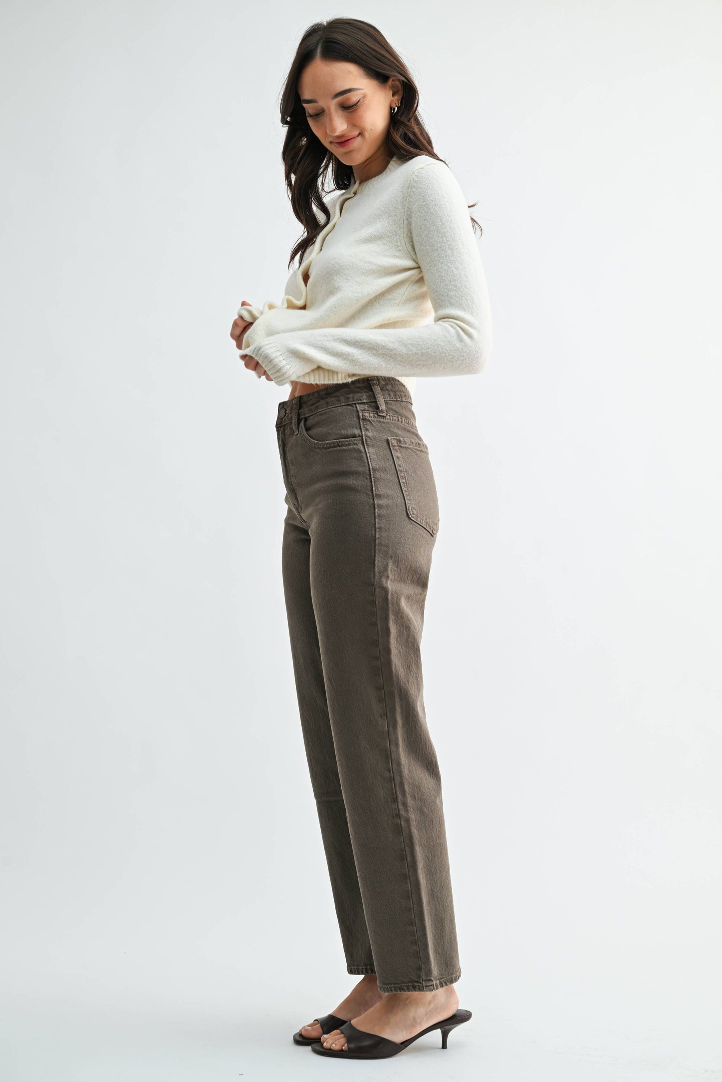 Slim Straight dad jean vintage brown