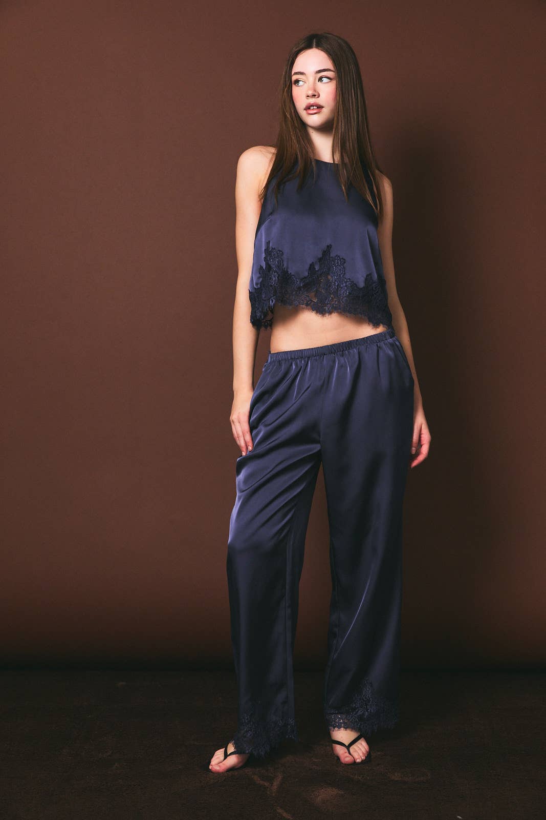 dusty blue satin pants