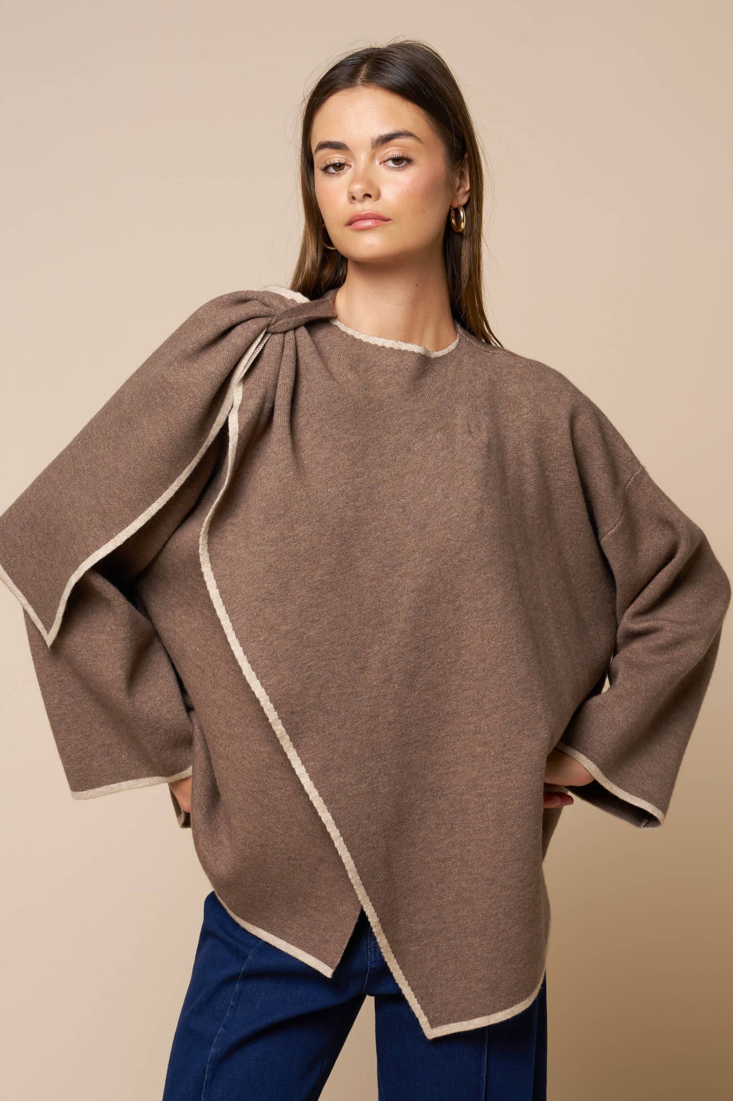 Mocha wrap knit top