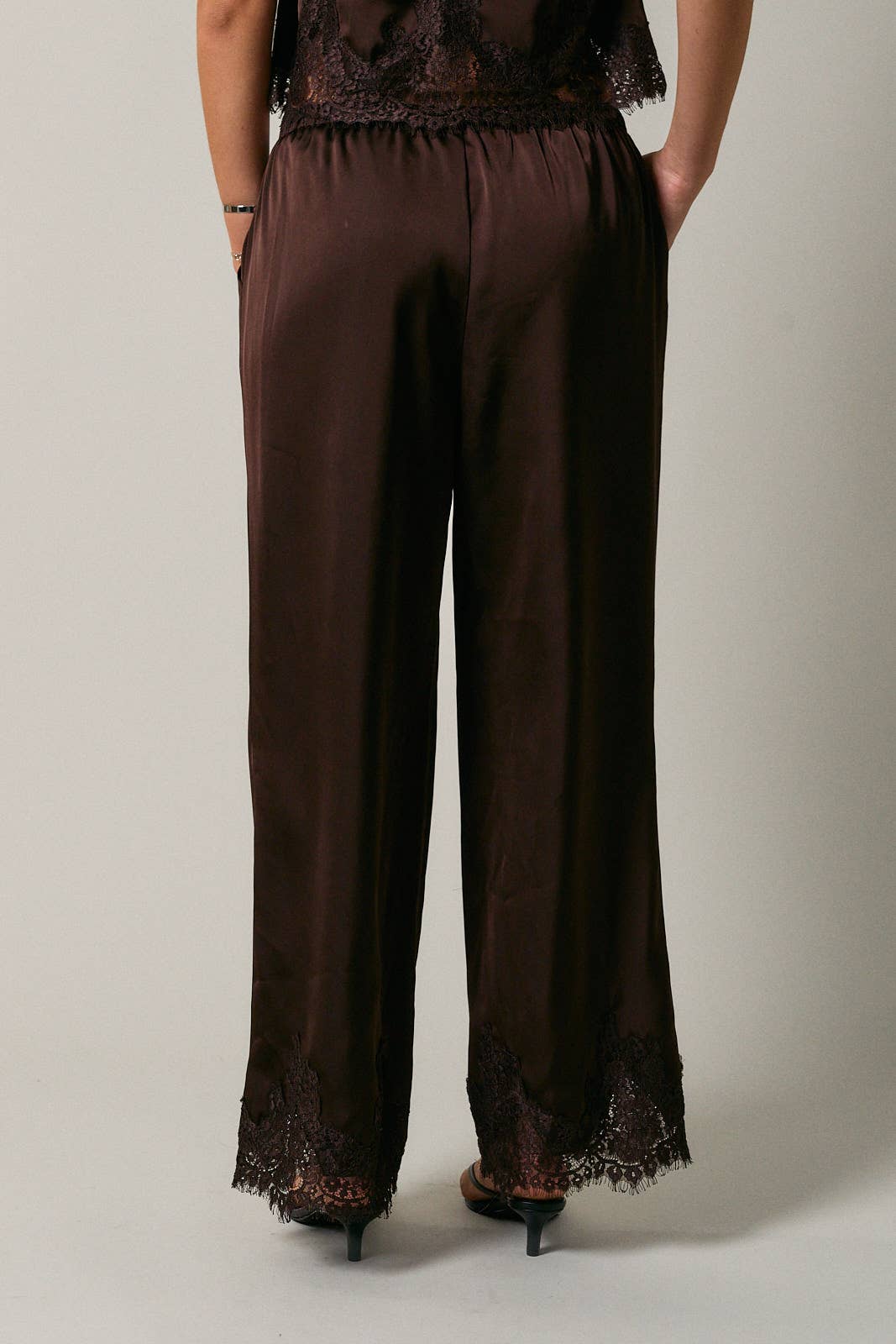 chocolate brown satin pant