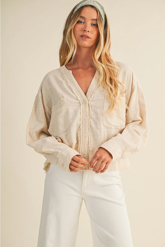 annie oatmeal buttondown