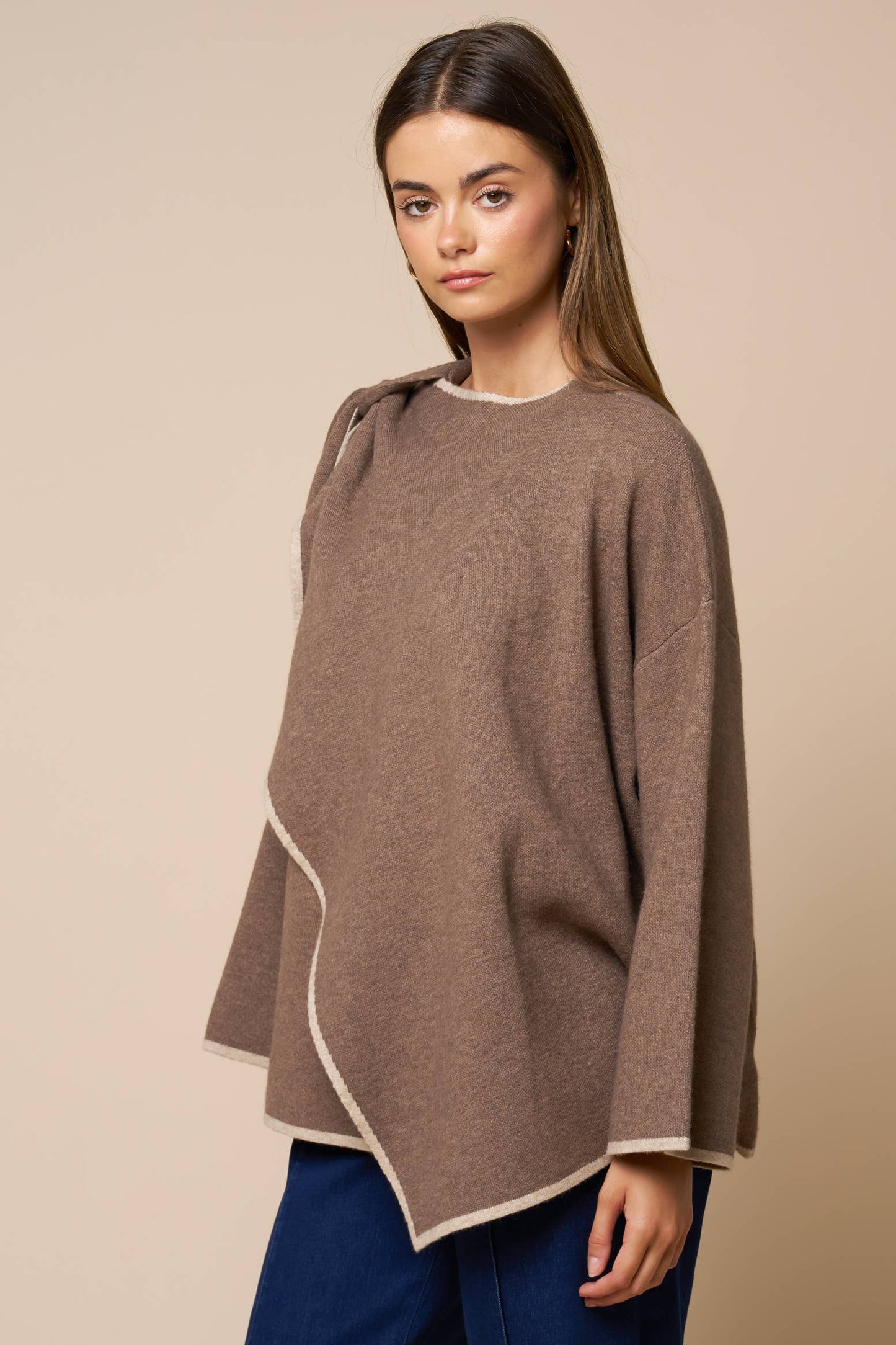 Mocha wrap knit top