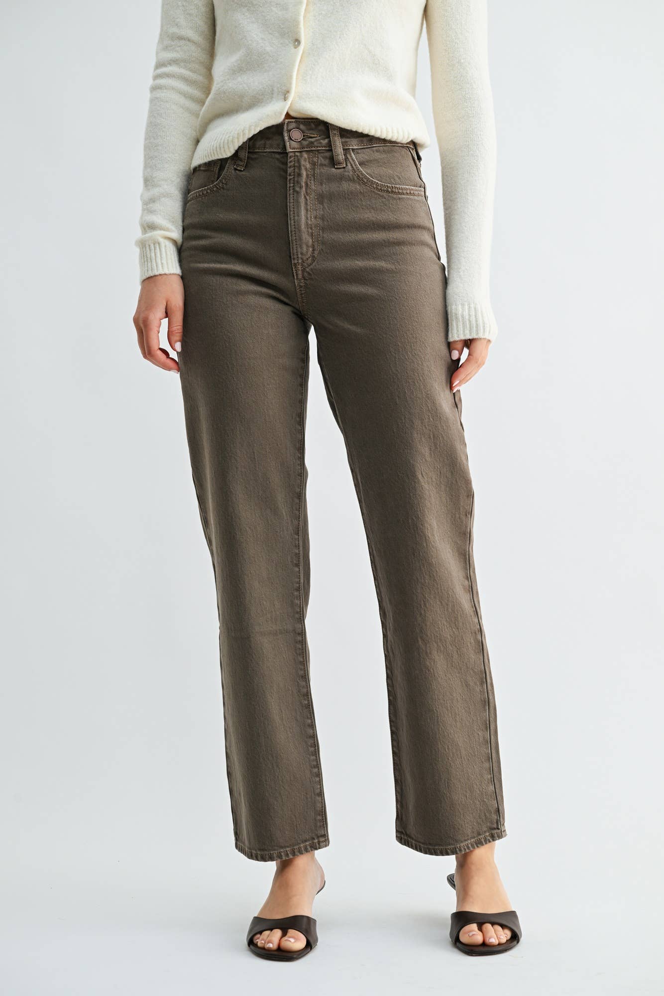 Slim Straight dad jean vintage brown