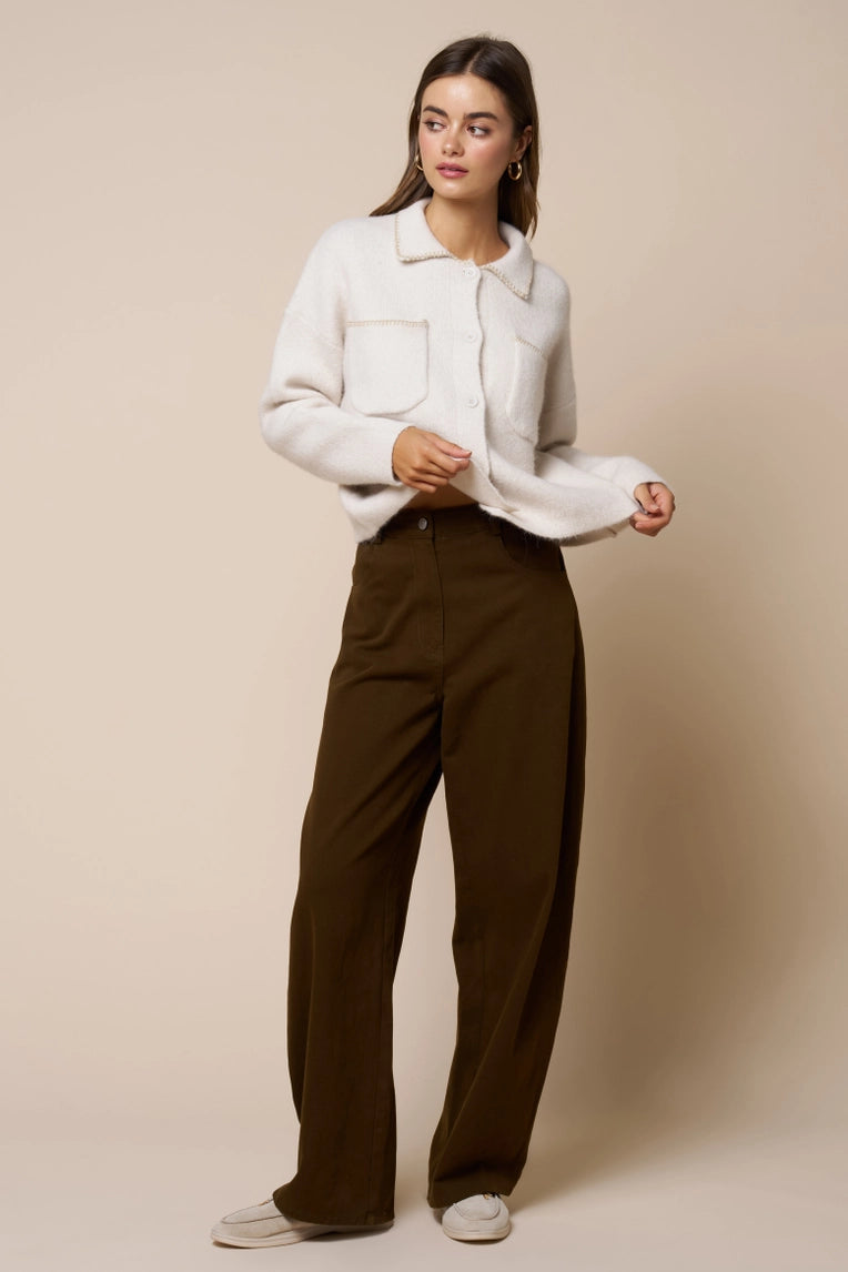 cream collared knit cardi