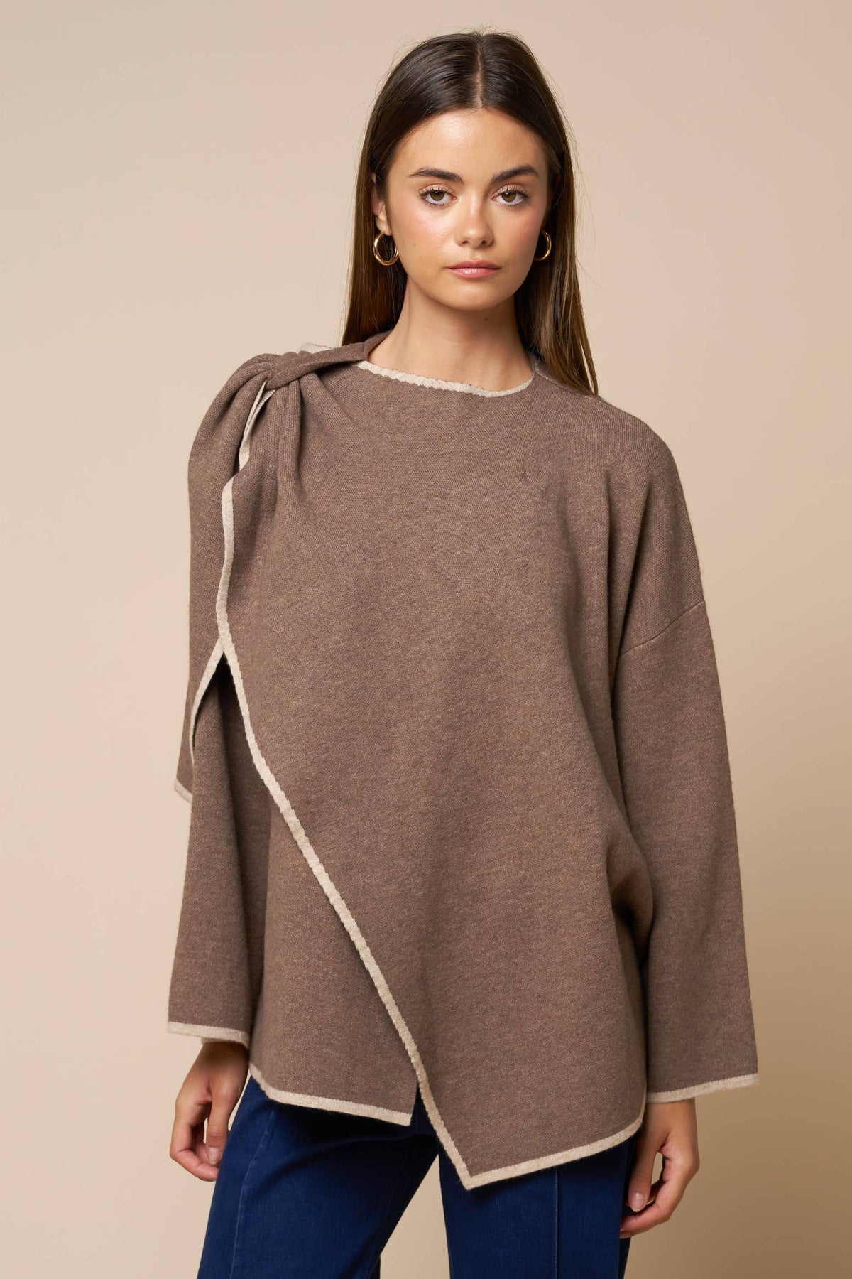 Mocha wrap knit top