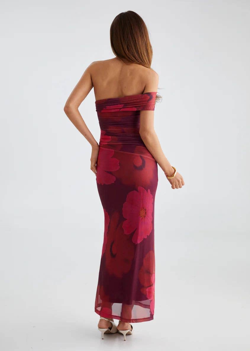 Magenta one shoulder dress