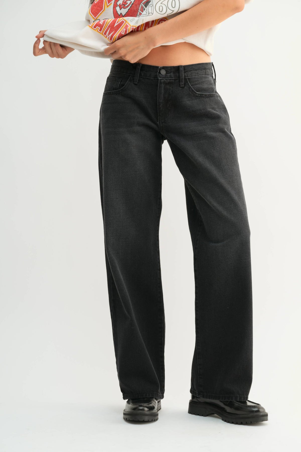 Classic Low Rise Baggy Slouch washed black