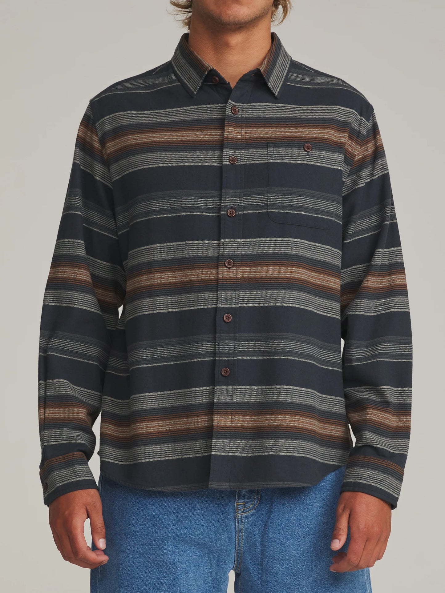 derek flanel black wash