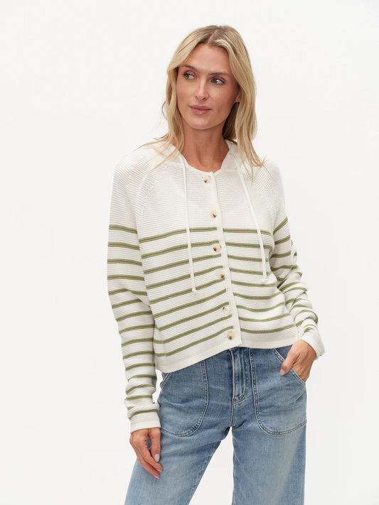 Annalora striped button up hoodie