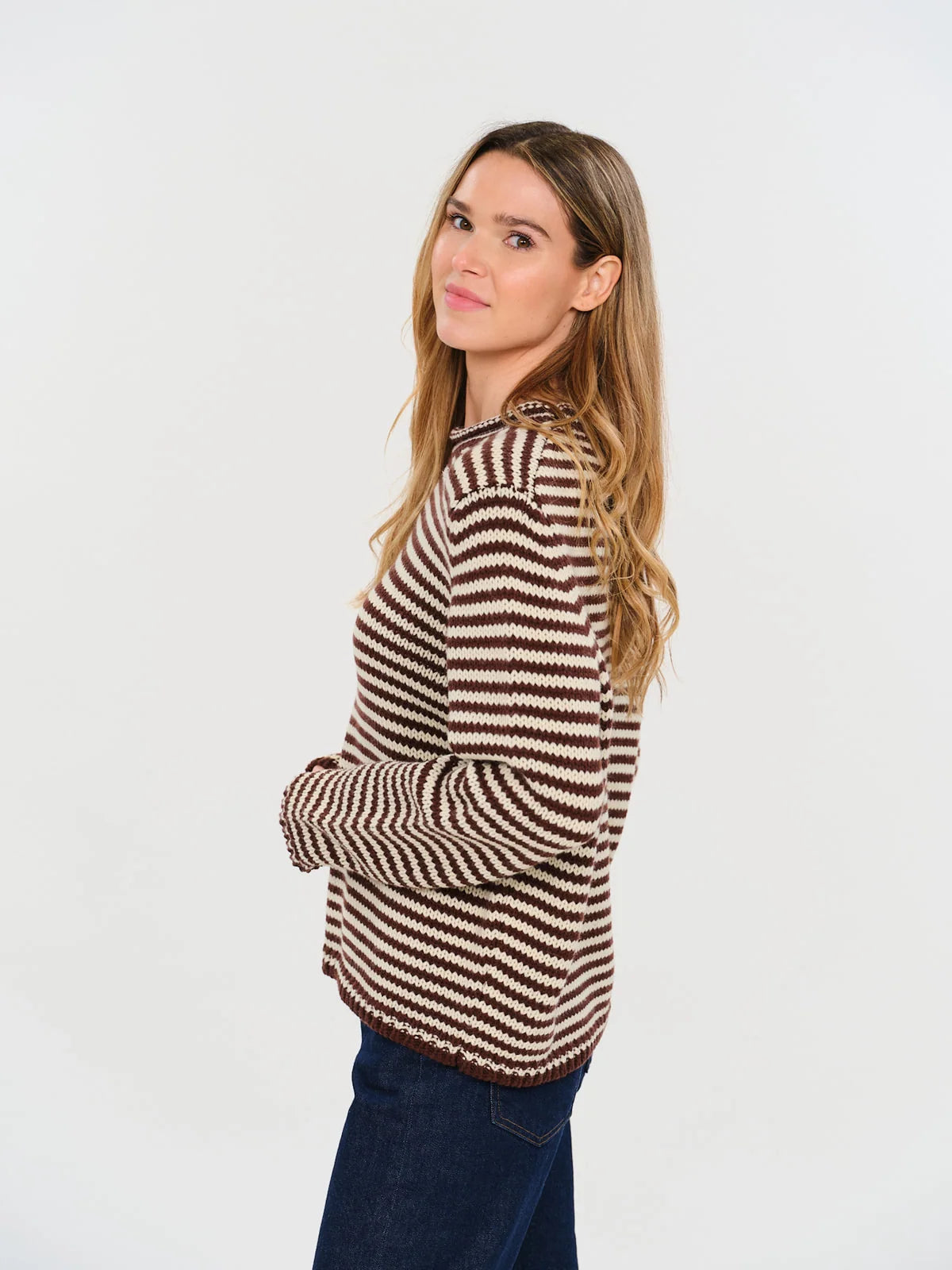 ruby brown oversized stripe knit