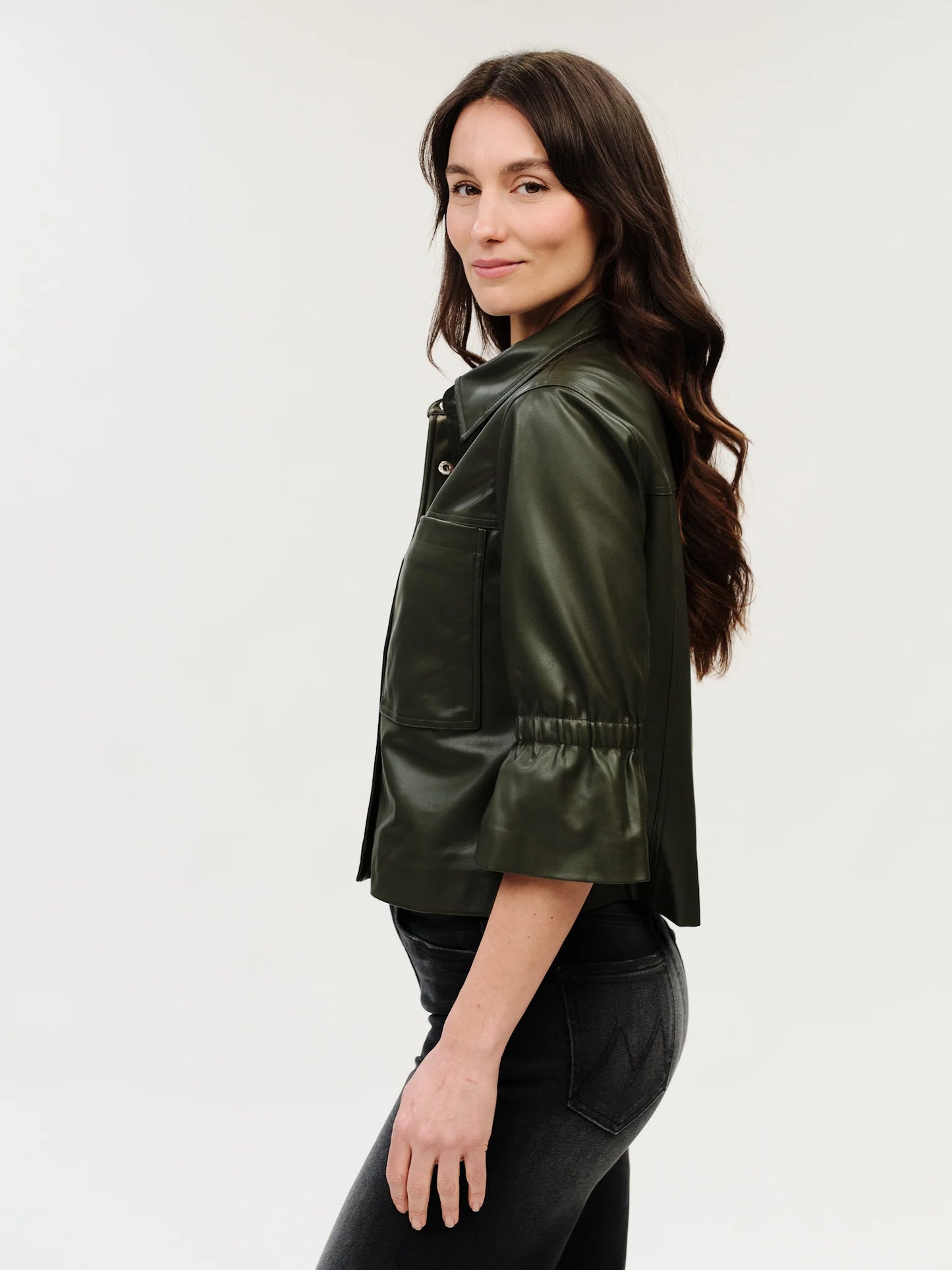 romy olive leather jacket