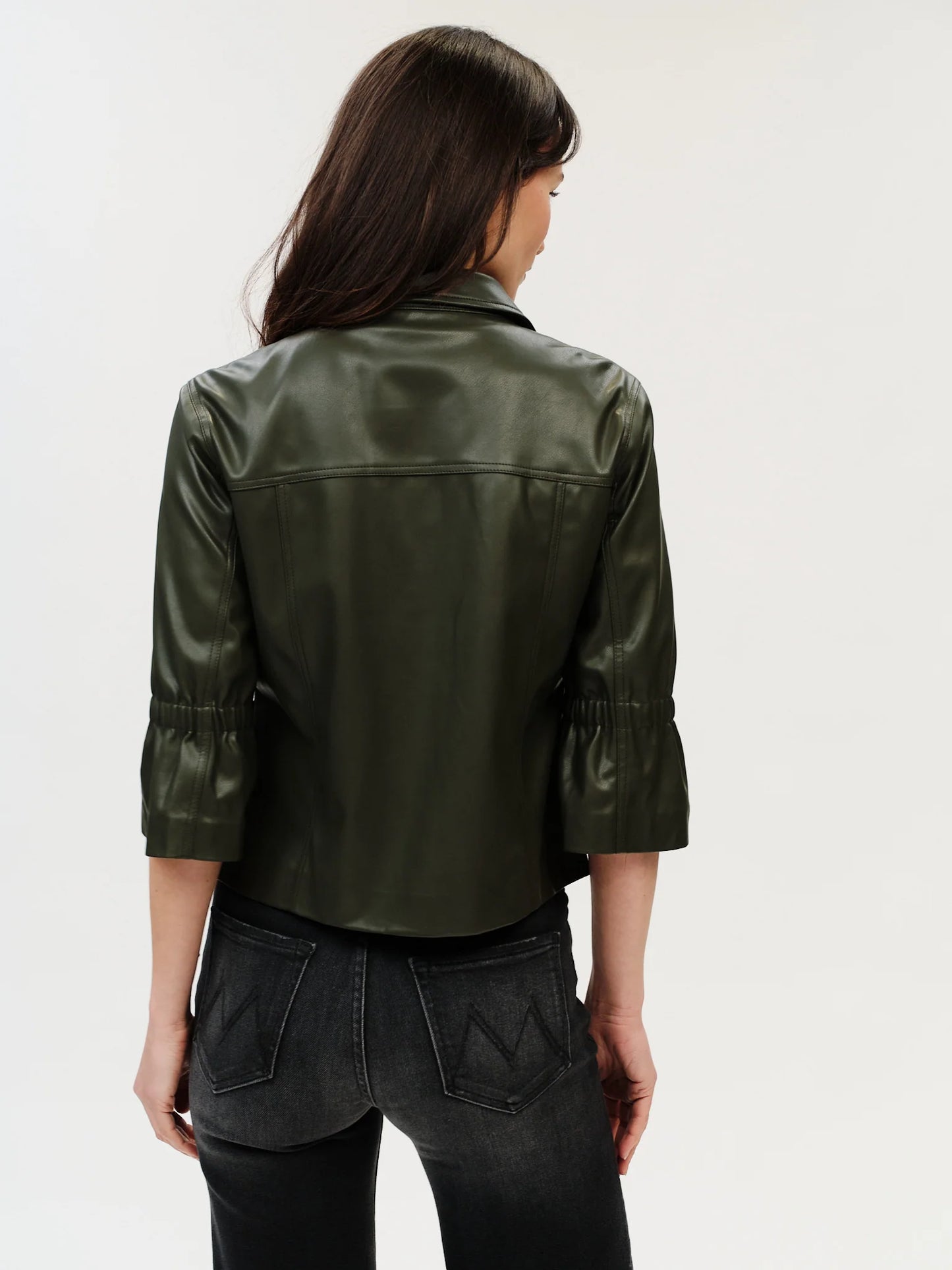 romy olive leather jacket